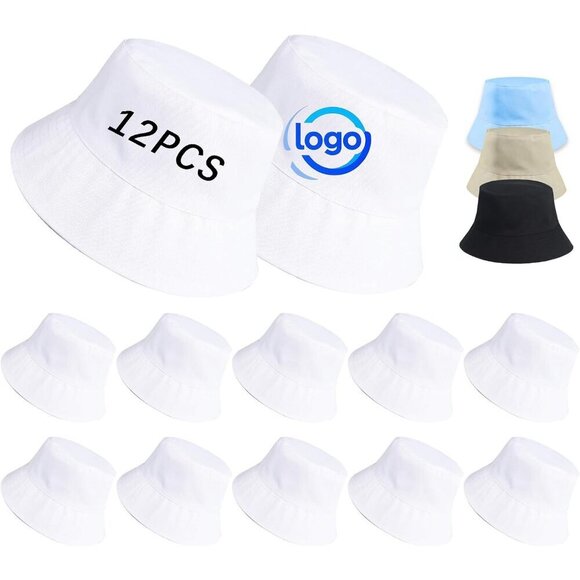 Unisex Bucket Hats Bulk Solid Color Cotton Polyester UV Protection Pack